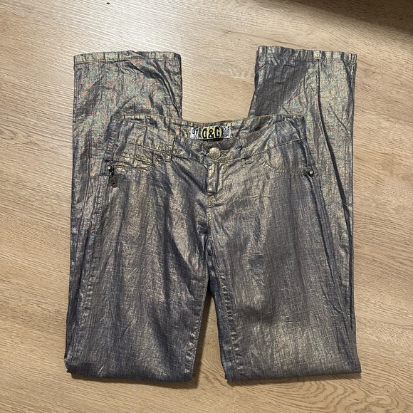 Vintage Y2K Dolce & Gabanna Low-rise Cotton Metallic Pants - Picture 2 of 13